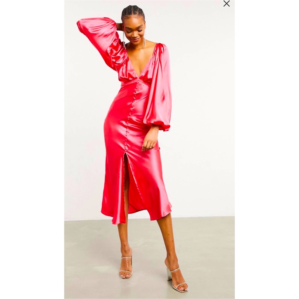 ASOS hot pink midi dress size 4